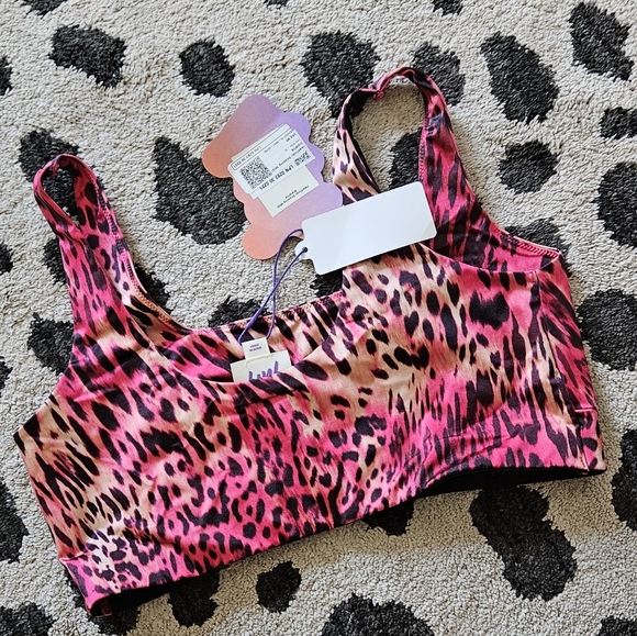 NWT Yitty Headliner Shaping Midi Bralette Size Medium Pink Animal Print Satin - Picture 5 of 8